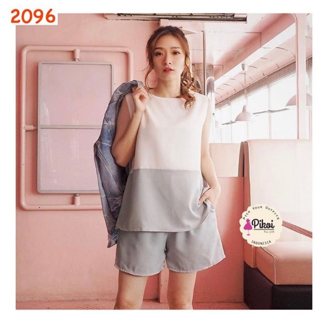 Baju set korea murah / atasan dan bawahan murah / one set bangkok / setelan polos korea murah / 2096