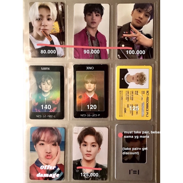 photocards access cards id card pc ac jeno mark jhope ynwa hot sauce resonance 2nd player nct bts
