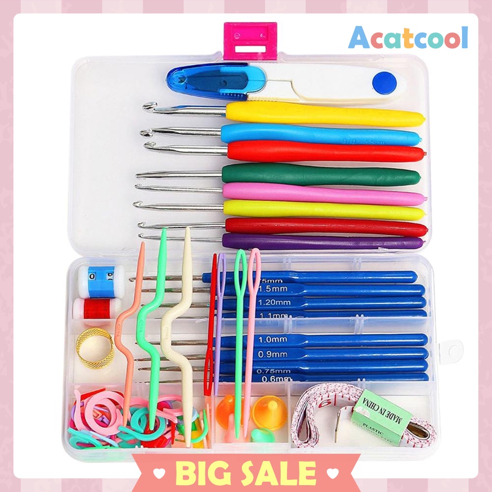 16 sizes Crochet hooks Needles Stitches knitting Craft Case crochet set