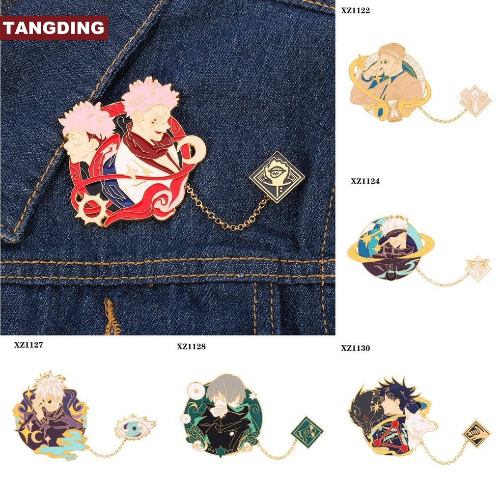 【COD Tangding】Anime Jujutsu Kaisen Brooch Gojo Satoru Figure Metal Chain Badge Button Pins Collection Pendant ​Souvenir Toy Cosplay Gift