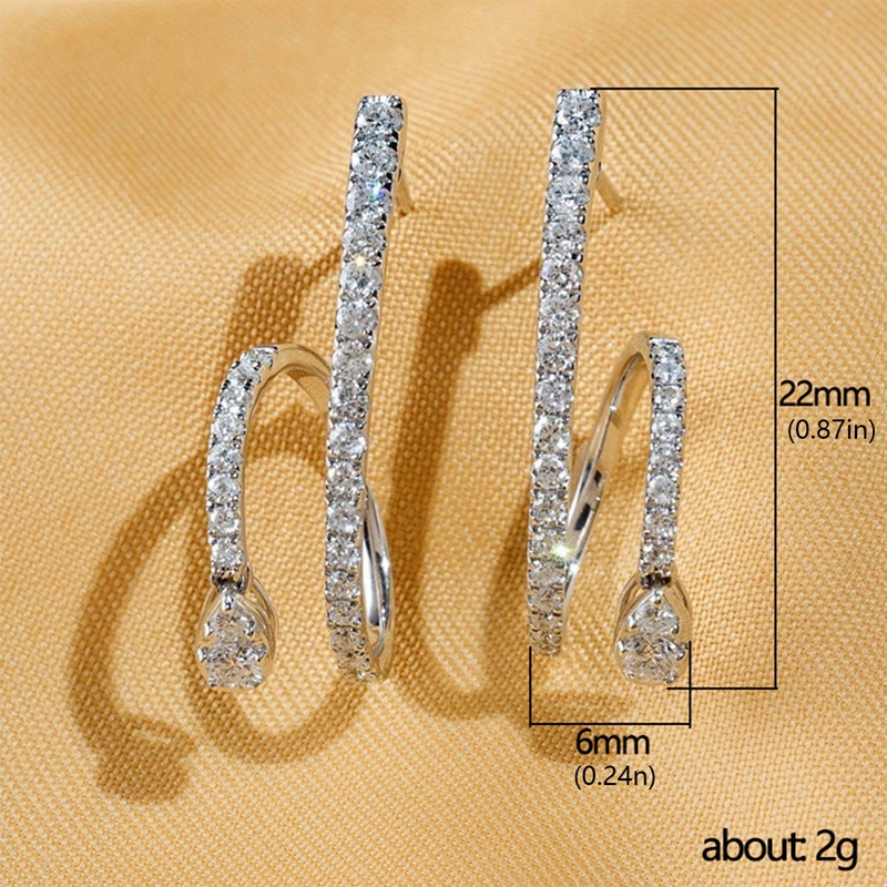 Anting Stud Bentuk Geometris Bahan Cubic Zirconia Untuk Wanita