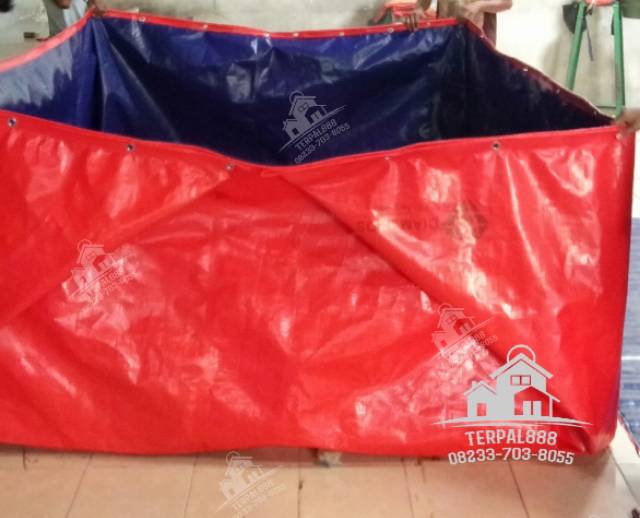 Terpal Kotak A15 3x3x1 biru oren/Terpal ikan/Terpal kotak/Terpal korea