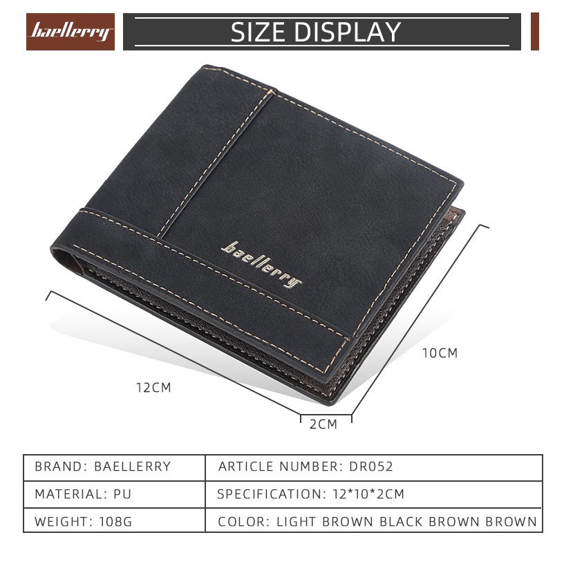BAELLERRY DR052 Dompet Pria Bahan Kulit PU Leather Premium WATCHKITE WKOS