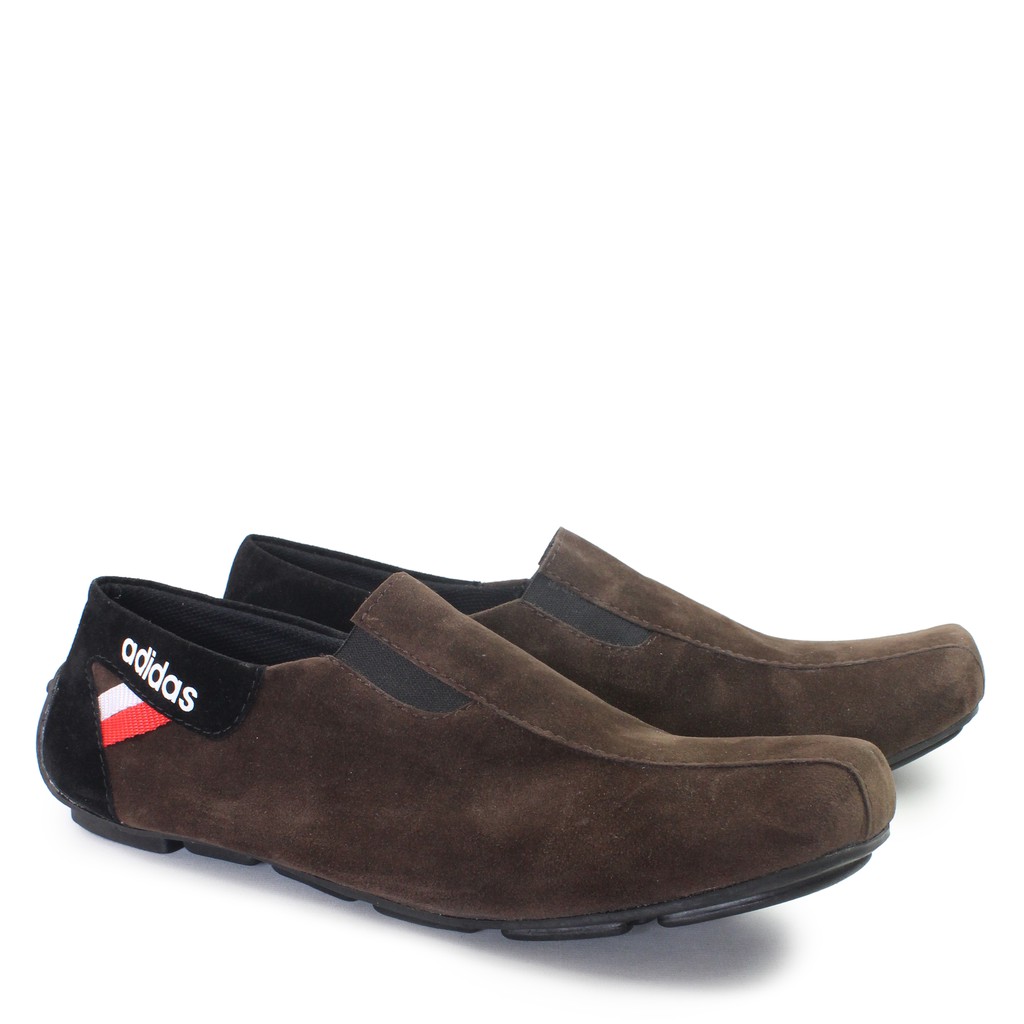 MS - Sepatu Santai Pria Slop Adidas Mzy Mocasin Coklat Casual Slip On Suede Simple