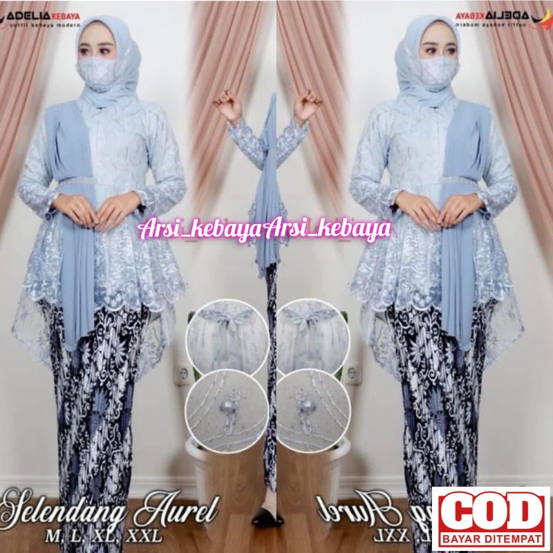 ARSI_KEBAYA (COD) SET KEBAYA SELENDANG AUREL / KEBAYA QUALITY PREMIUM / KEBAYA MODEREN / KEBAYA  ORIGINAL / KEBAYA WISUDA / KEBAYA PESTA / KEBAYA LAMARAN / KEBAYA KEKINIAN REALLPICT