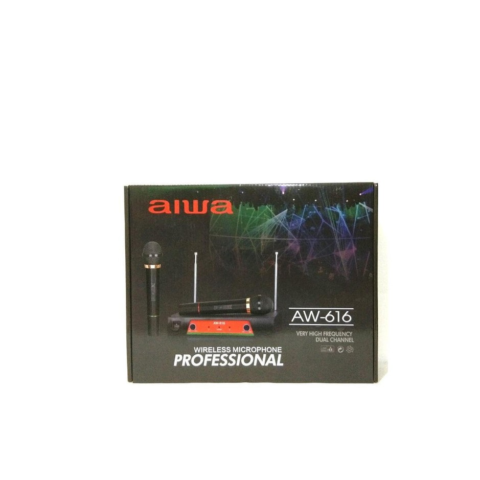 Aiwa Microphone AW-616 Wireless VHF Double AW-616 Suara Empuk Original