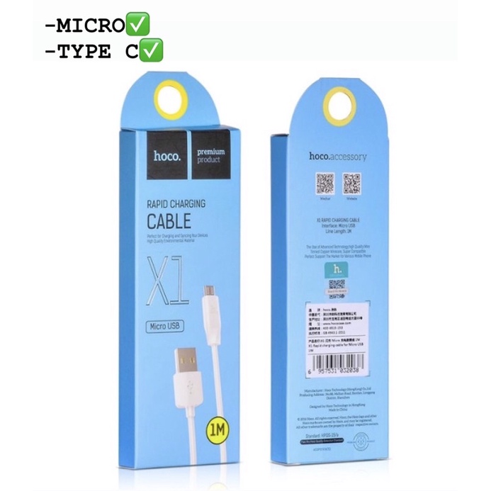 Kabel Data Kd Hoco X1 Micro Dan Type C USB Charging Cable 1m - MICRO