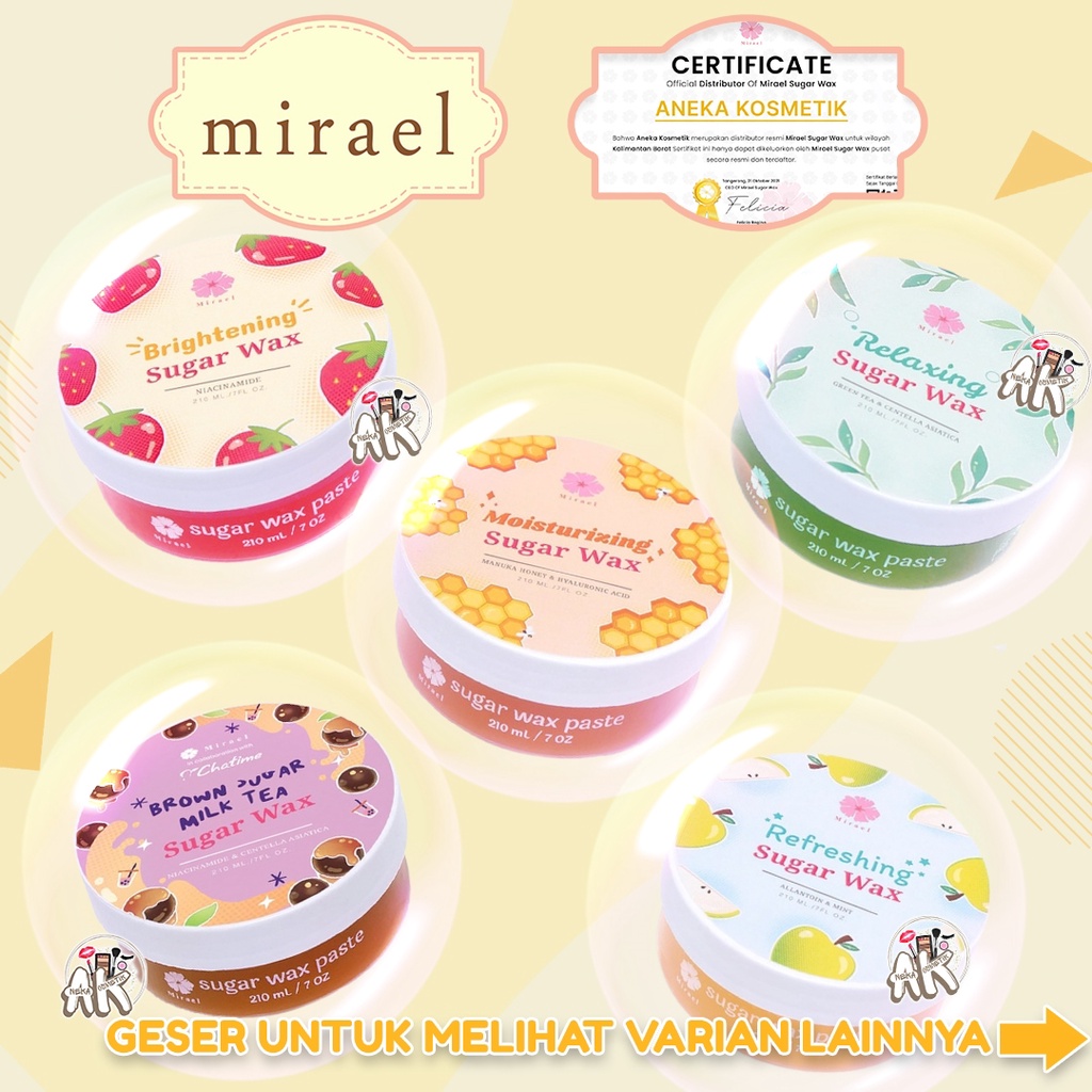 MIRAEL SUGAR WAXING KIT KEMASAN BARU ( APPLE / BRAZZILIAN / GREENTEA / HONEY / STRAWBERRY / BROWN SUGAR )