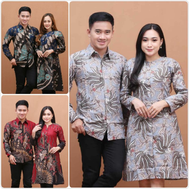 [COD] Couple Batik Atasan Pria Wanita S.M.L.XL.XXL Bahan Katun Premium Quality - Motif Tarung Merah