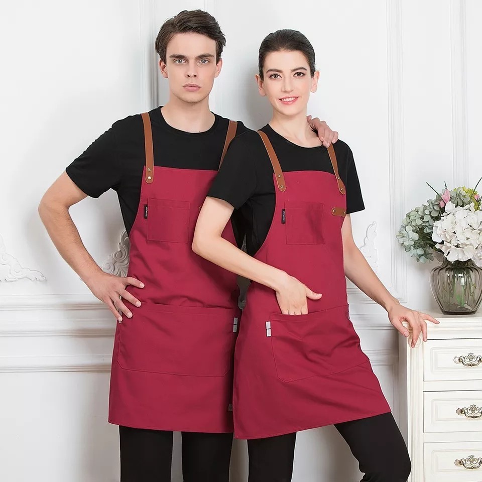 Apron Barista Custom Bartender Celemek Masak Barbershop Waiter Pria Wanita Unisex