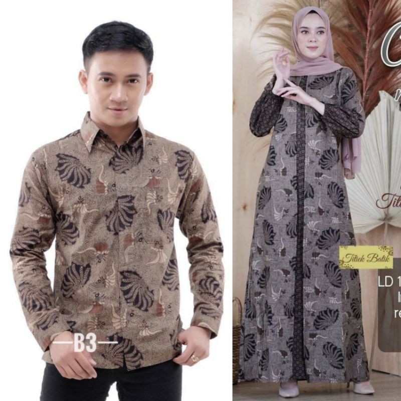 Couple Gamis Batik Maura Couple - Sania Ruffle Batik Couple ori Ndoro jowi DNT Garansi Termurah-Kerang