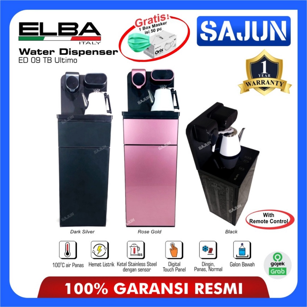 ELBA Water Dispenser ED09TB ULTIMO Galon Bawah dengan Remote ED 09 TB