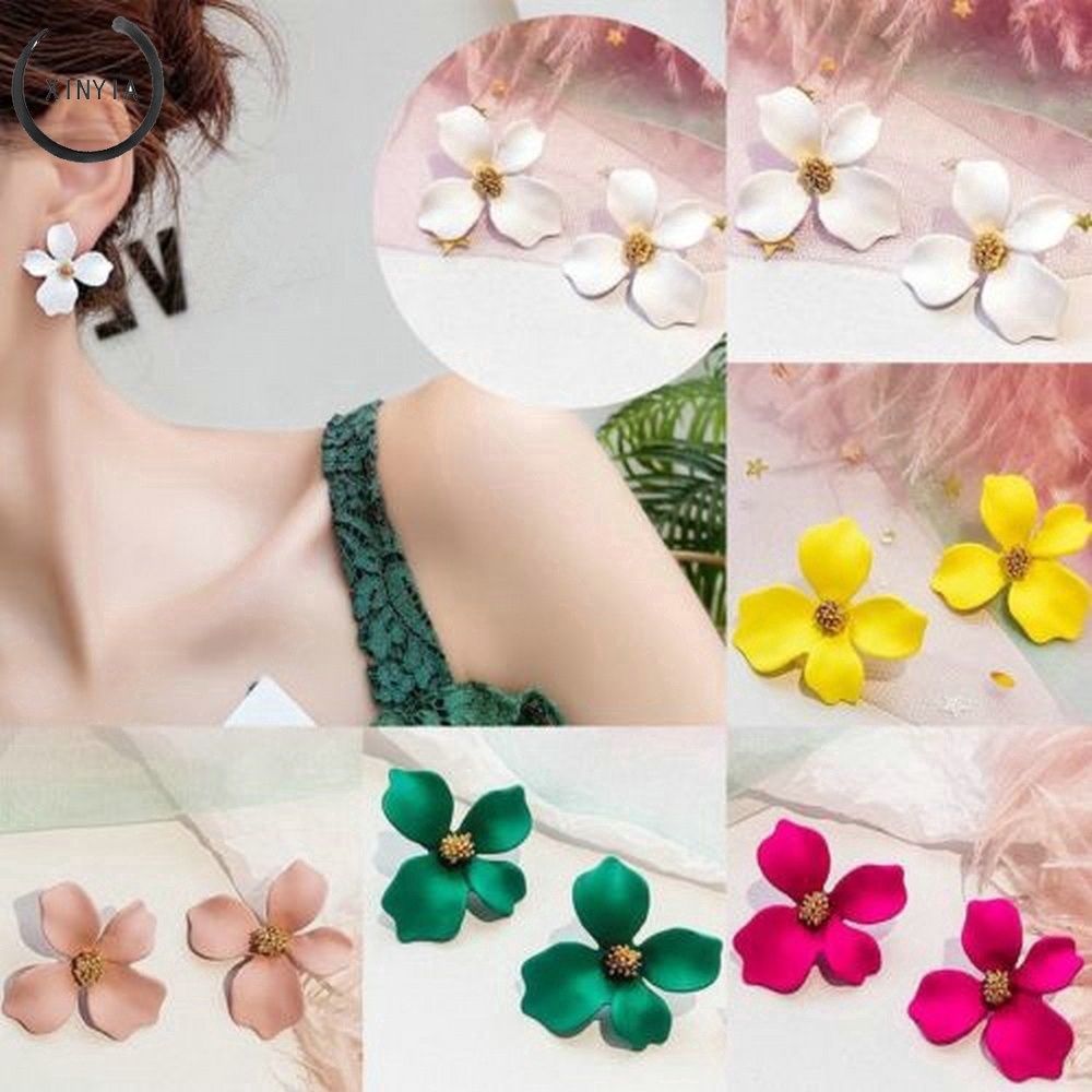 Anting Bunga Permen Warna Manis / Statement Earrings Candy Color Flower Sweet Ear Studs