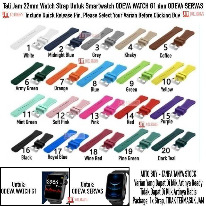 MS3 Tali Jam 22mm Watch Strap Odeva Watch G1 / Servas - Rubber SIlikon Metal Buckle