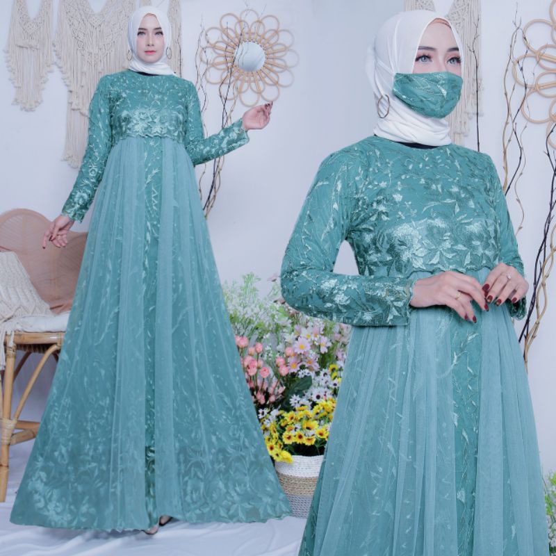 Gamis Pesta Jumbo / Layla Gamis / Gamis Brukat Terbaru / Brukat Tille Ceruty Babydoll