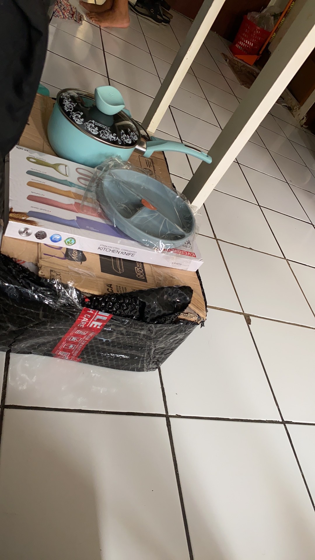 Pisau Set Dapur Kitchen Knife Rainbow Set 6pcs Warna Warni Parutan Peeler Pisau Roti Gunting