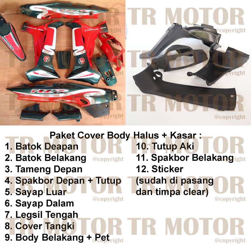 Cover Body Fizr F1zr Caltex Hijau Merah Full Set Halus Cover Bodi Yamaha Fiz r