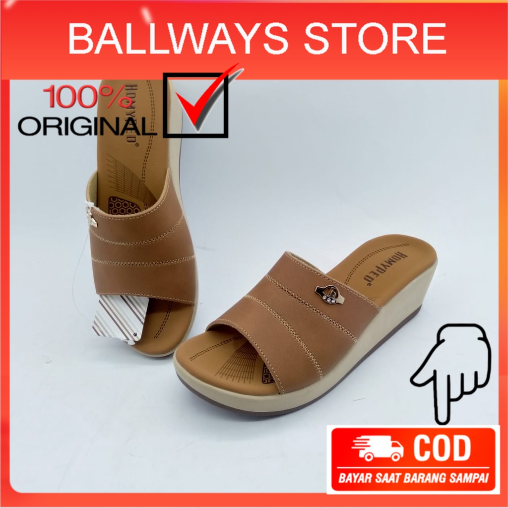 Sandal Wanita HOMYPED Original Terbaru Wedges Promo Ori Size 36 - 40 Kekinian Kulit Sintetis LOUISA 