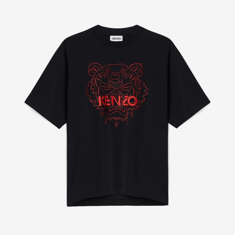 Knzo SS21 Men Embroidered Tiger Tee Black/Red 100% Authentic