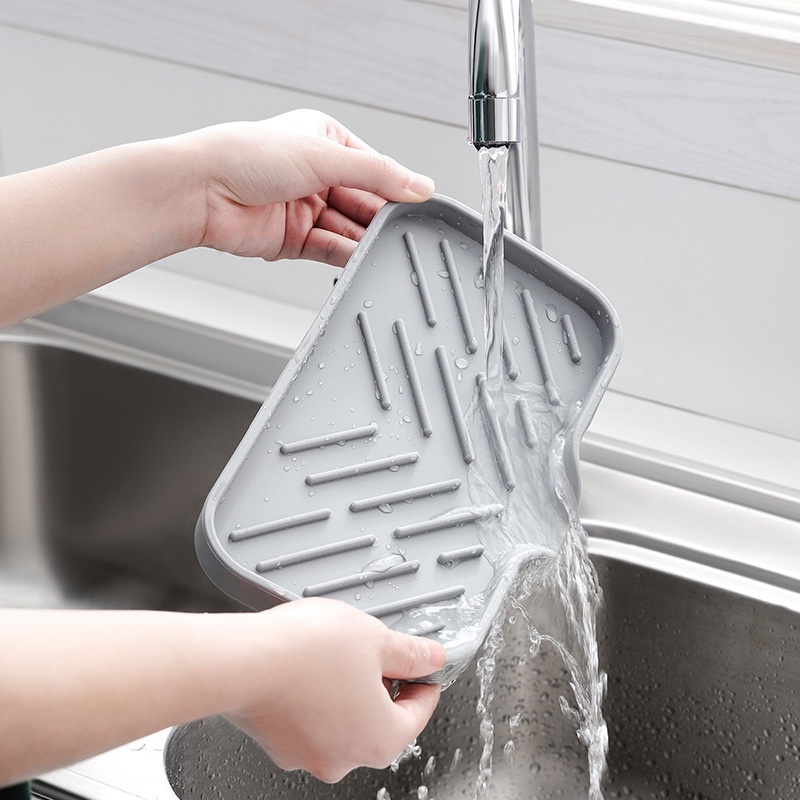 Flexible Rak Penyimpanan Sabun Dan Sikat Pembersih Fleksibel Bahan Silikon Untuk Wastafel Dapur