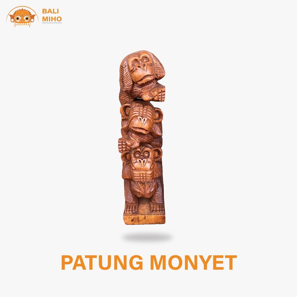 Patung Monyet Tumpuk 3 - Patung Monyet Bergendong - Monyet Lucu - Dekorasi Monyet