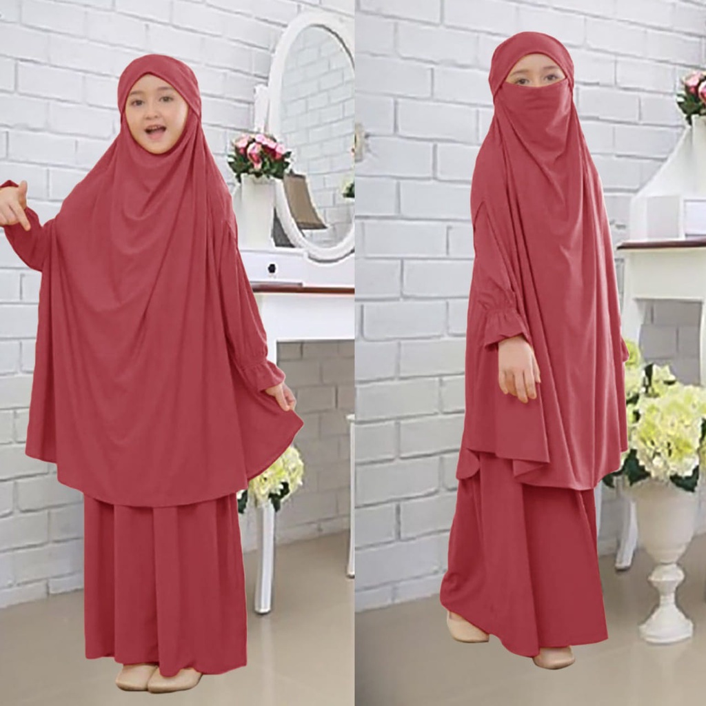 HOPYLOVY - Setelan Gamis Anak Perempuan Cadar Umur 12 - 14 Tahun Anika Kids