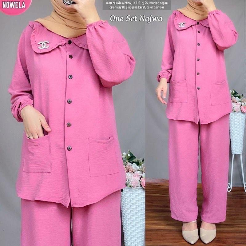 ONE SET NAJWA//KANCING BATOK//SETELAN CRINKLE AIRFLOW