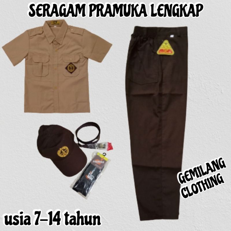 SERAGAM SEKOLAH PRAMUKA LAKI // SET LENGKAP SERAGAM PRAMUKA ANAK LAKI-LAKI USIA 7 SAMPAI 14 TAHUN //GEMILANG CLOTHING