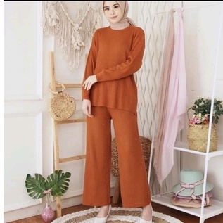 Korean Long Pants Celana Culotte rajut Wanita