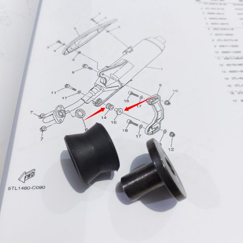 Karet & Bosh Braket Knalpot Yamaha Mio Lama Sporty Smile