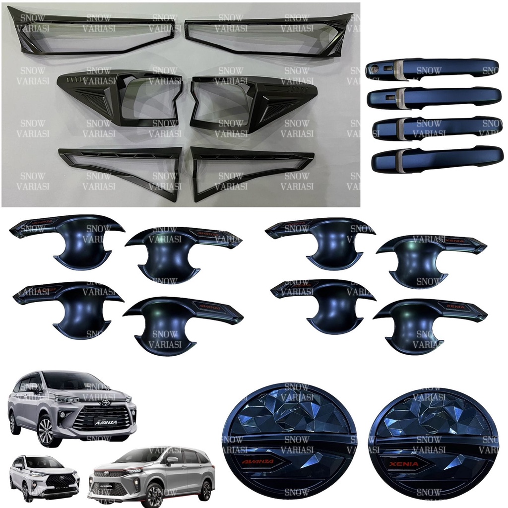 Paket Garnish Depan Belakang Outer Handle Tank Cover Avanza Xenia Veloz 2022 2023 2024 2025  Hitam