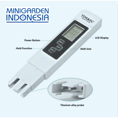 Alat ukur TDS dan EC meter digital  AU004 PUTIH  untuk hidroponik laboratorium peternakan