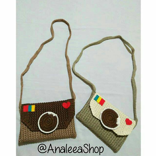 Tas rajut selempang ikon instagram persegi panjang