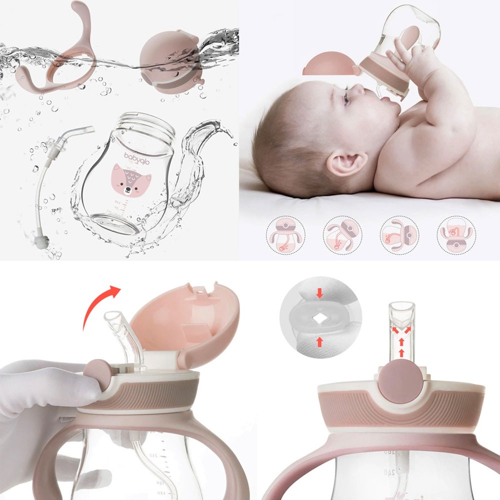 BabyQlo Sippy Cup with Straw BQSBT7001 - Botol Minum Balita