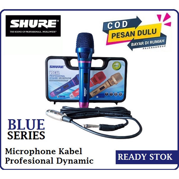 Mic SHURE SM-58B Microphone Kabel Profesional Dynamic Blue Series