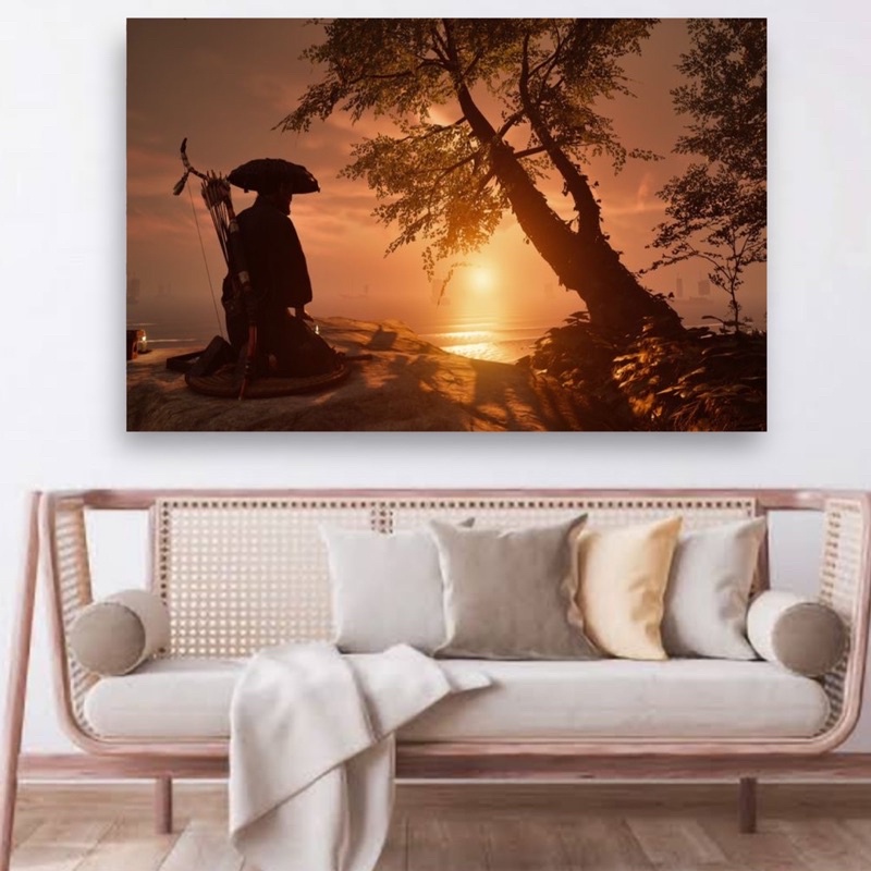 Poster cetak hiasan dinding jumbo gambar samurai ukuran 100x70cm dan 200x100cm tanpa bingkai dekoras