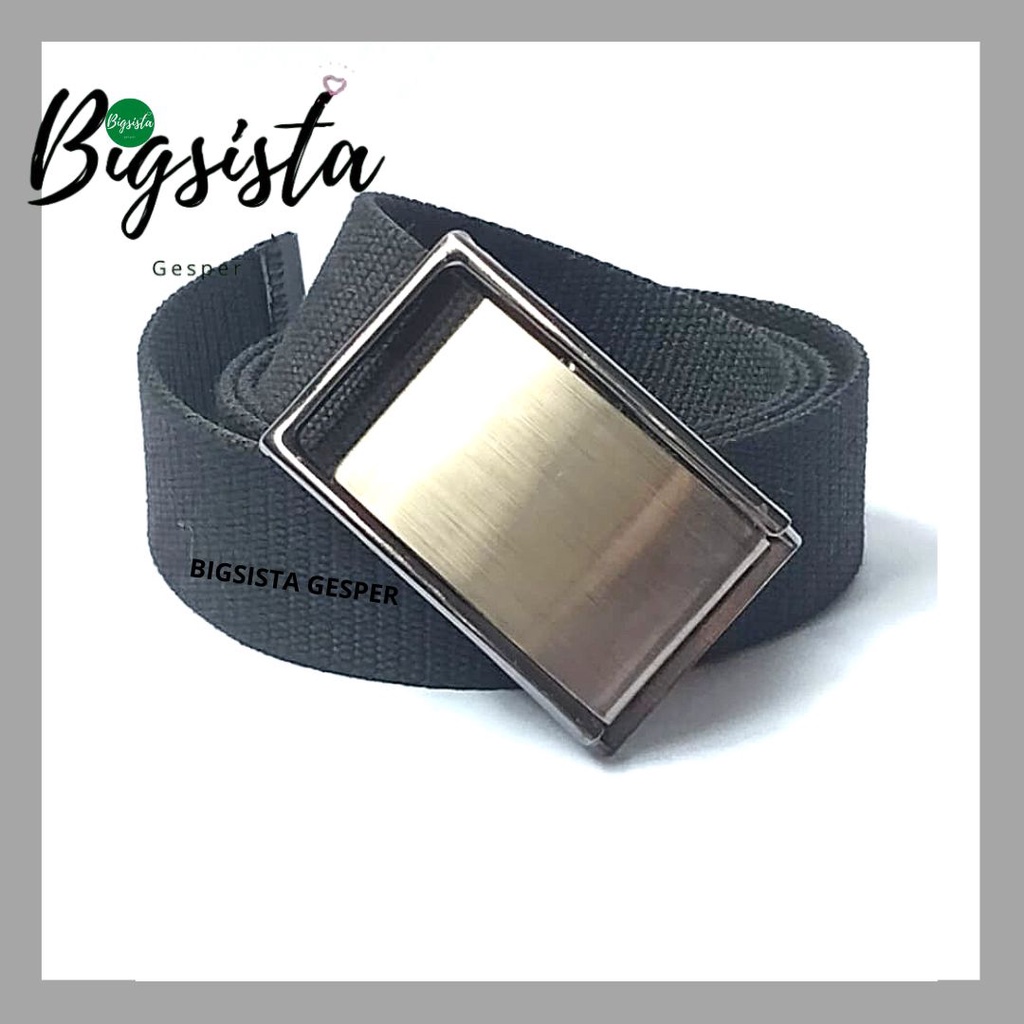 Ikat Pinggang Pria Katun Kanvas Ukuran Jumbo Kepala Polos Gesper Pria Tactical Bahan Kain Nylon Bigsize Sabuk Unisex Wanita oversize Sabuk Army