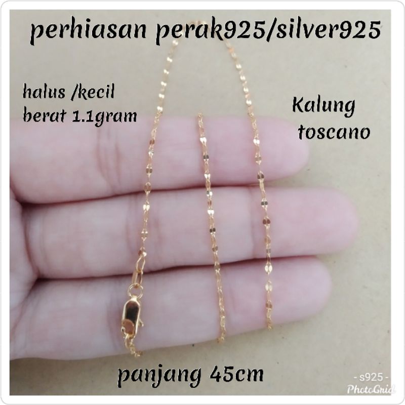 KALUNG TOSCANO PERAK ASLI 925 LAPIS MAS KUNING SILVER925, KALUNG MINI