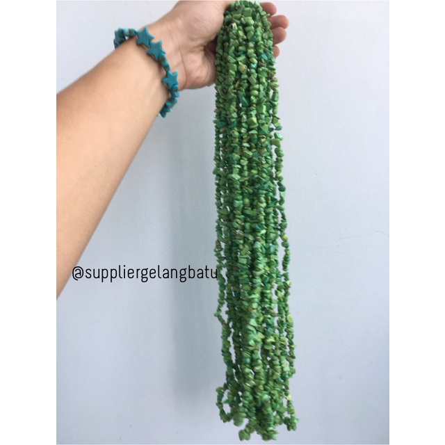 kerikil kerang mix GREEN CARNELIAN 1cm bahan gelang kalung akik hijau