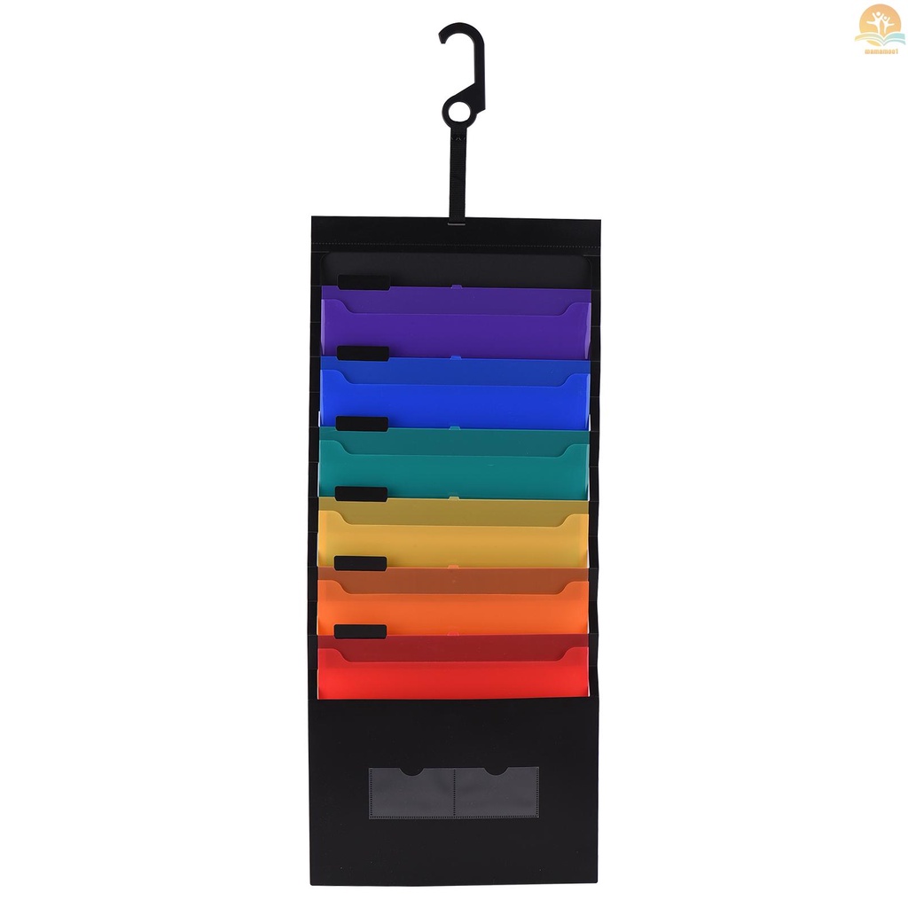 6 Pockets Hanging File Folder Accordian File Organizer A4 Size Wall Organizer Rainbow Color for Home Office School