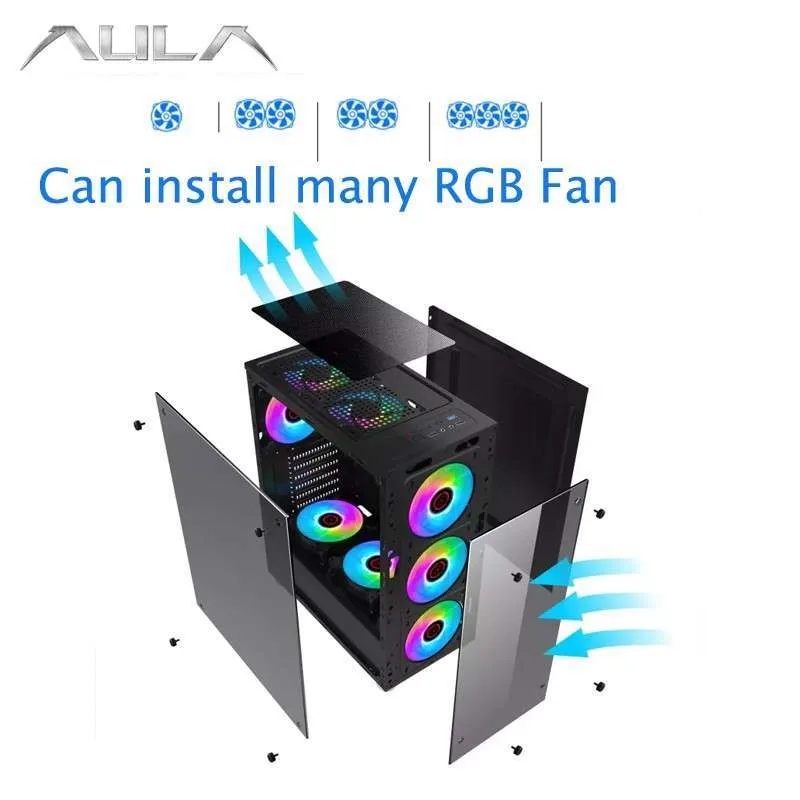 Casing PC Gaming Case AULA FZ010 FZ 010 Free 3 Fan RGB