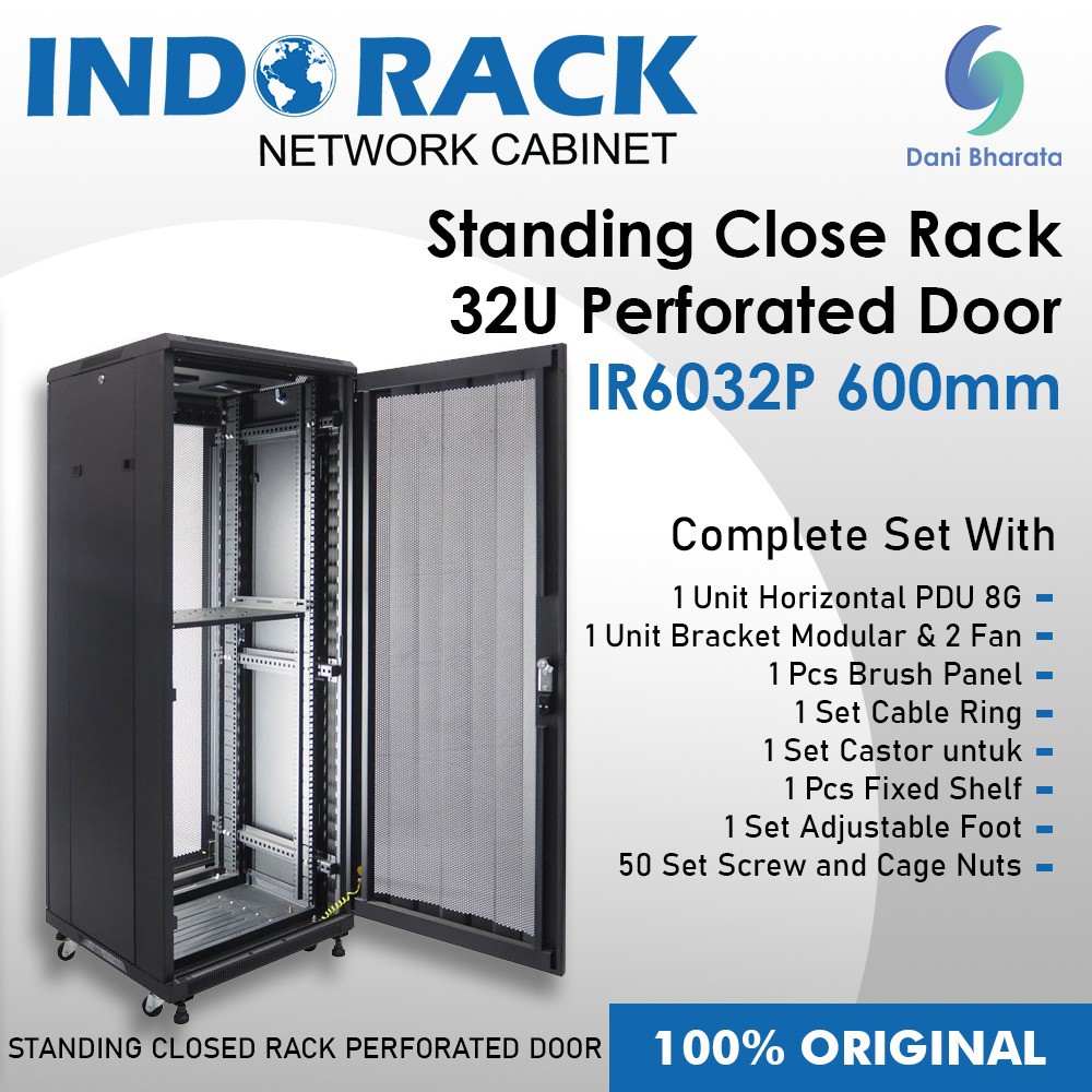 Indorack IR6032P Standing Close Rack 32U Perforated Door Depth 600mm STANDING CLOSE RACK DOOR DEPTH