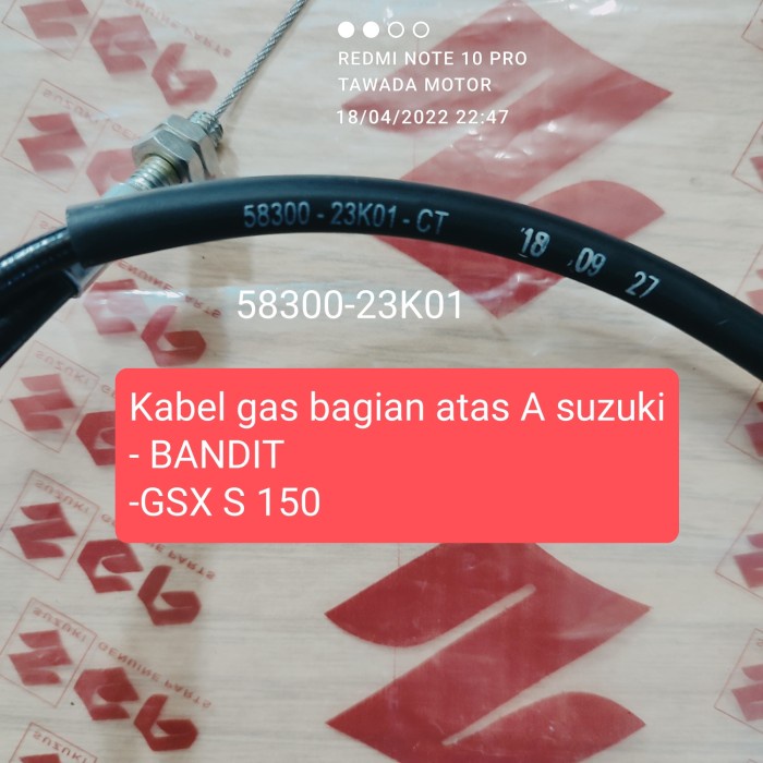 KABEL GAS ATAS SUZUKI GSX S 150 kode 58300-23K01