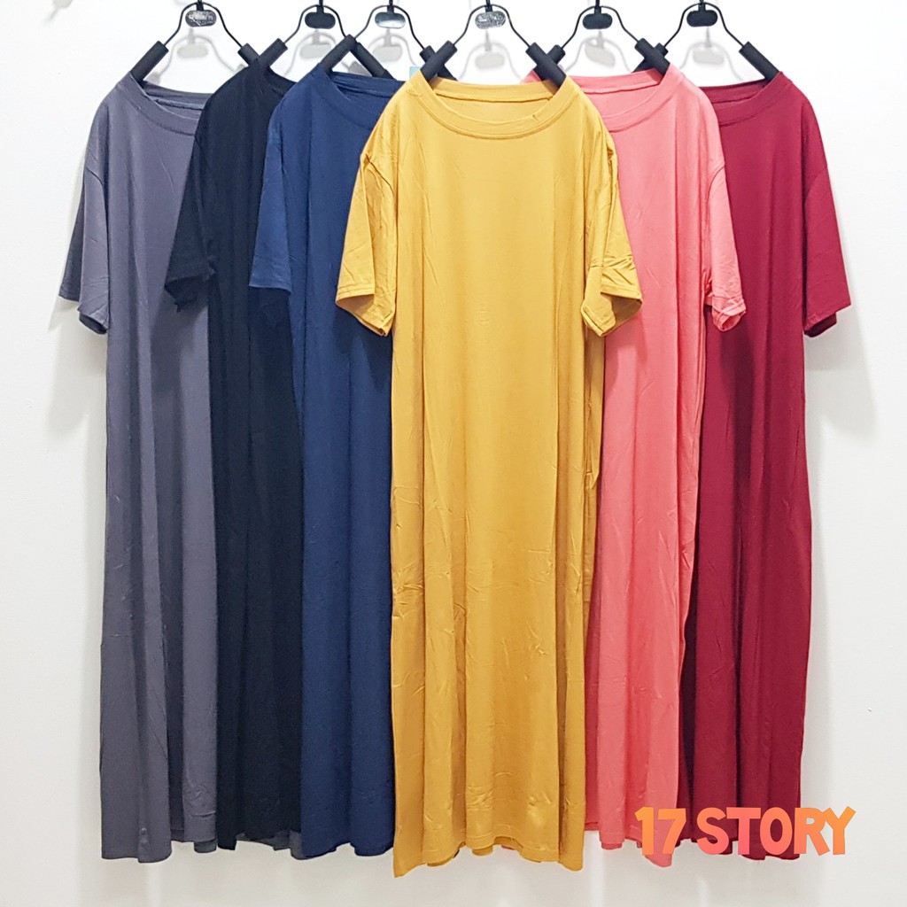 midi dress bahan kaos adem melar terbaru/terusan wanita bigsize bahan kaos midi jumbo kekinian