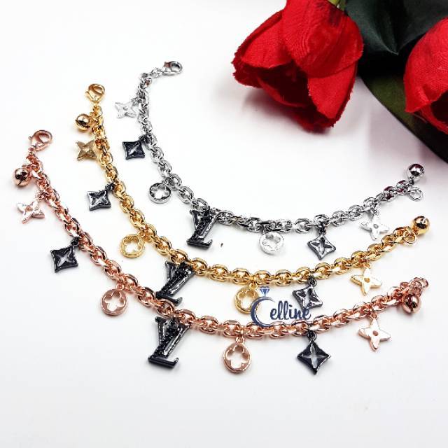 Gelang rantai juicy LV lapis emas Premium anti karat,anti alergi/GELANG VR