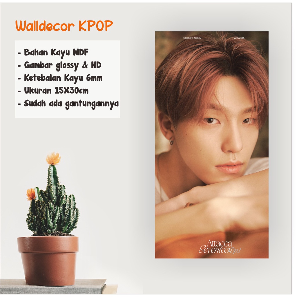 WALLDECOR SEVENTEEN DINO ATTACCA UKURAN 15X30 CM WALL DECOR POSTER KAYU HIASAN DINDING KPOP