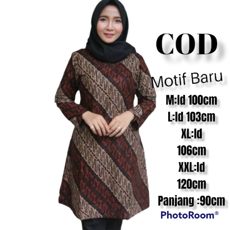 TOP Tunik Batik Modern Fashion Muslim Wanita Terbaru / Atasan Tunik Batik Jumbo