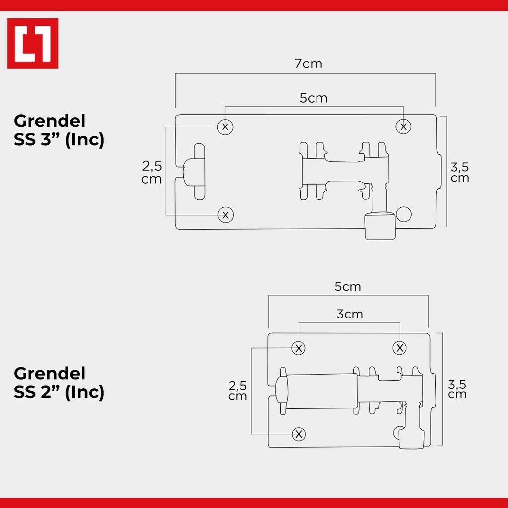 Grendel Stainless Slot Pintu Jendela Tebal Berkualitas 2 Lubang