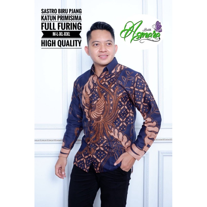 Baju Batik Pria Terbaru Kemeja Batik Warna Biru Navy Batik Ori Solo Batik Lapis Furing Warna Navy