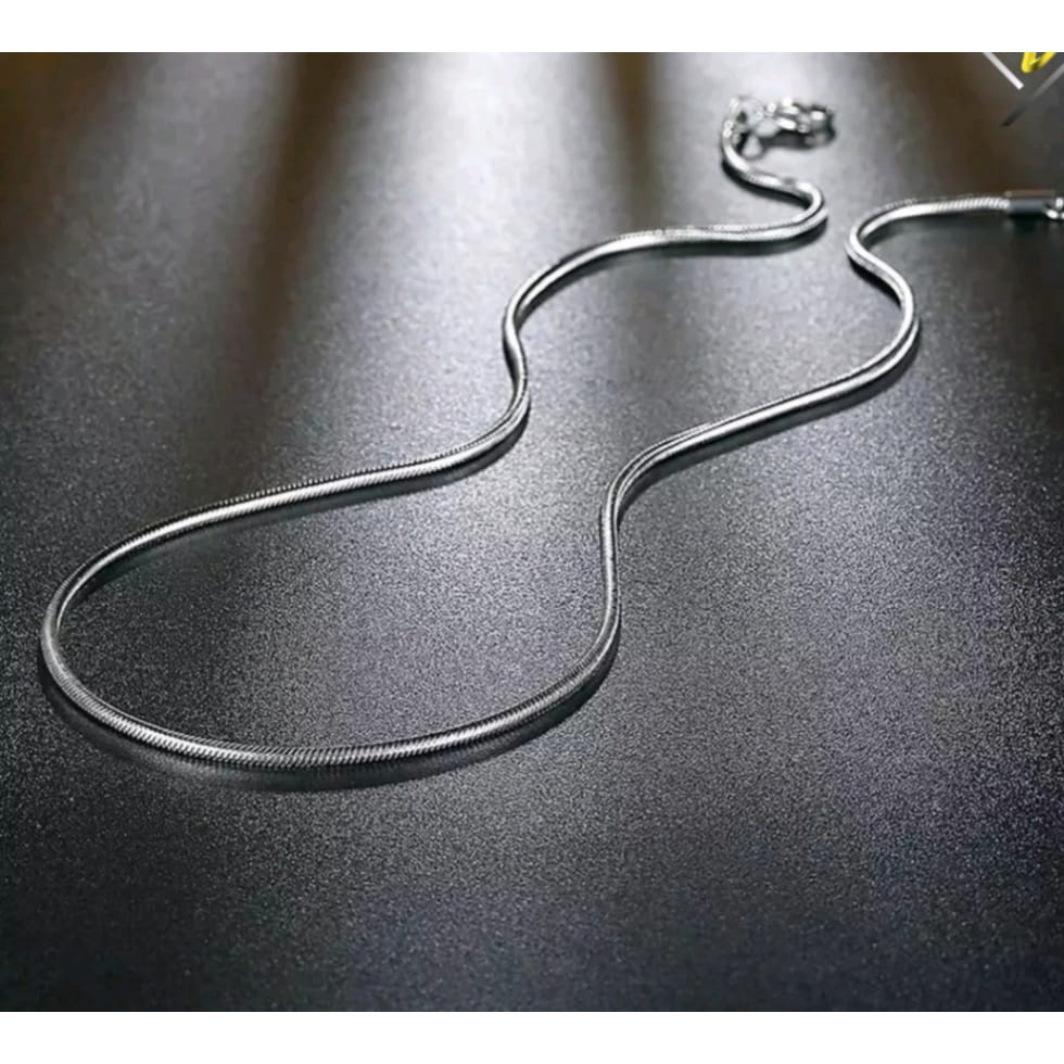 Kalung titanium anti karat model gepeng untuk pria dan wanita